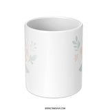 Cute Flower Mug, Floral Design Mug, Happy Face Mug, Gift Mug, Coffee Mug, Tea Mug, Whimsical Mug, Botanical Mug, Office Mug, Home Decor Mug - Tawshia