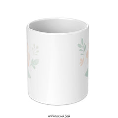 Cute Flower Mug, Floral Design Mug, Happy Face Mug, Gift Mug, Coffee Mug, Tea Mug, Whimsical Mug, Botanical Mug, Office Mug, Home Decor Mug - Tawshia