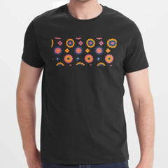 Vibrant Floral Pattern Black Graphic Tee product type