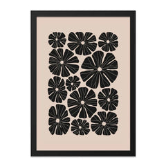 Floral Wall Art Print, Black Flower Poster, Botanical Home Decor, Scandinavian Modern Art, Minimalist Plant Illustration, Flower Wall Art - Tawshia