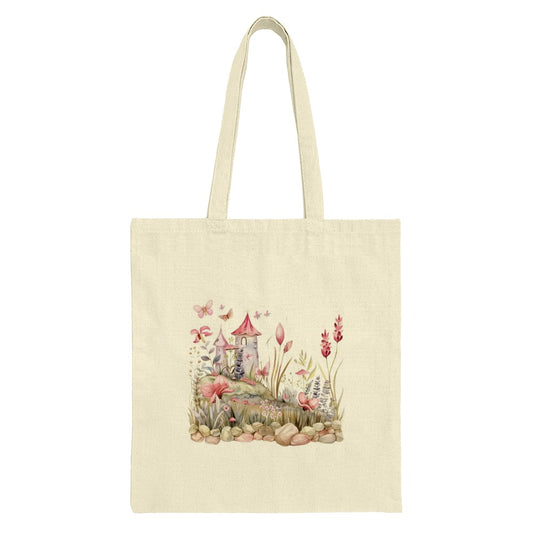 Fairy Tale Castle Tote Bag, Whimsical Illustration, Floral Garden Print, Magical Kingdom, Unique Gift, Fantasy Art, Everyday Bag - Tawshia