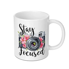 Stay Focused Camera Mug, Photographer Gift, Floral Camera, Photography Lover Mug, Gift for Her, Coffee Mug, Unique Mug, Cute Mug - Tawshia