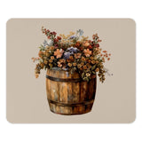 Floral Barrel Mouse Pad, Rustic Flower Bouquet, Unique Computer Accessory, Decorative Desk Mat, Home Office Decor, Gift Idea - Tawshia