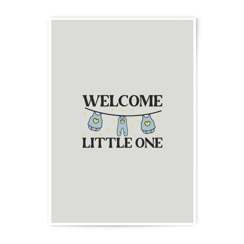 Welcome Little One, Photographic Prints, Baby Shower Gift, Nursery Decor, New Baby Gift, Baby Clothes Line Art Print, Baby Room Wall Art - Tawshia