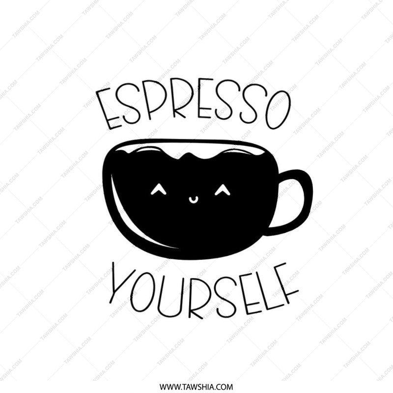 Espresso Yourself Pillow, Cute Coffee Pillow, Coffee Lover Gift, Funny Home Decor, Kawaii Pillow, Black and White Pillow, Coffee Decor - Tawshia