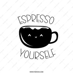 Espresso Yourself Pillow, Cute Coffee Pillow, Coffee Lover Gift, Funny Home Decor, Kawaii Pillow, Black and White Pillow, Coffee Decor - Tawshia