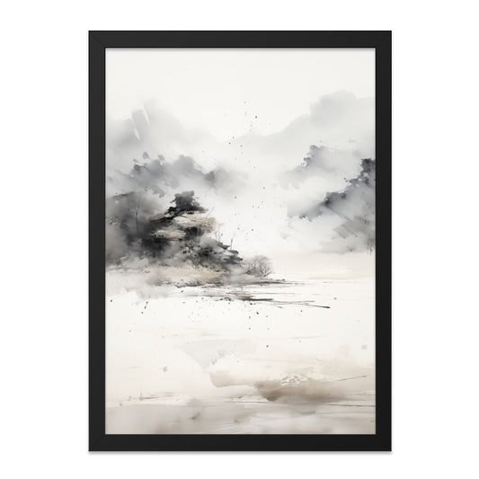 Abstract Landscape Wall Art, Minimalist Mountain Print, Modern Home Decor, Serene Scenery Painting, Ink Wash Art Print, Neutral Color Art - Tawshia