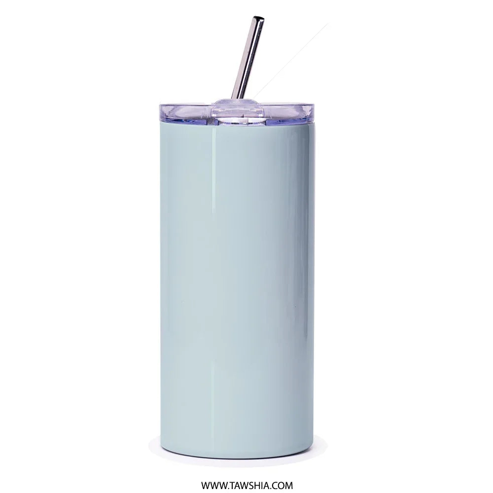 Sleek Pastel Blue Tumbler with Straw Drinkware product