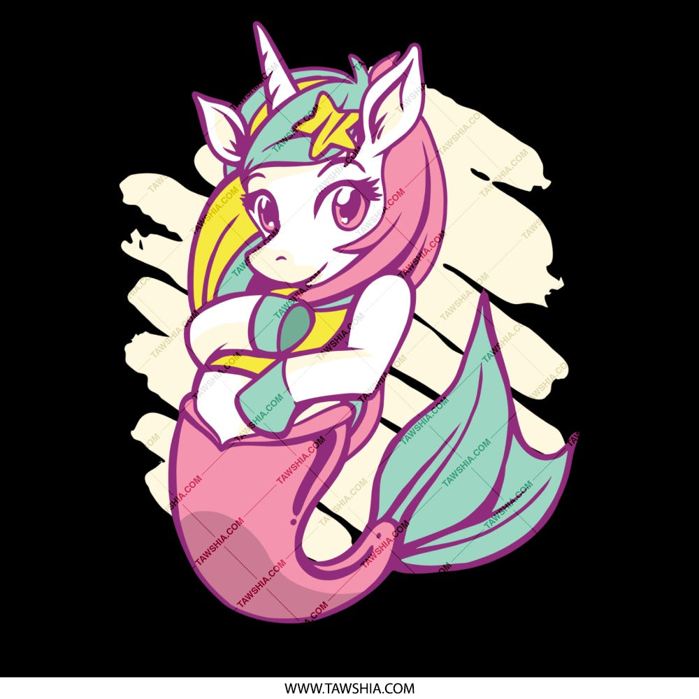 Adorable Unicorn Mermaid Illustration print product