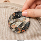 Floral Patchwork Pinback Button, Unique Design Pinback Button, Decorative Pinback Button, Artistic Patchwork Button, Flower Pattern Button - Tawshia