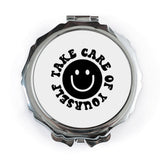Take Care of Yourself Pocket Mirror, Smiley Face Mirror, Positive Affirmation Gift, Trendy Pocket Mirror, Cute Compact Mirror - Tawshia