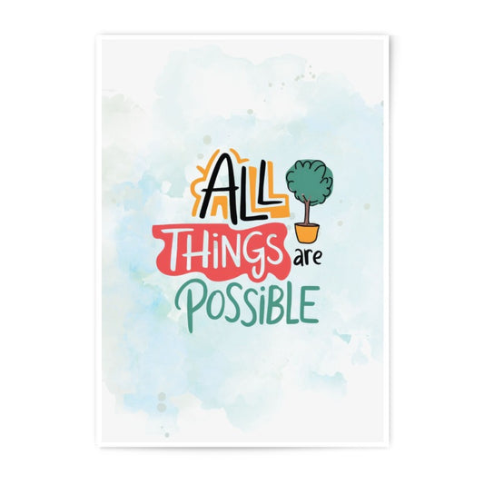 All Things Are Possible Photographic Print, Inspirational Art, Motivational Decor, Home Decor, Positive Affirmation, Wall Art, Colorful Art - Tawshia