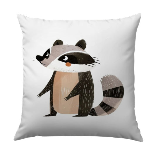 Cute Raccoon Pillow, Cartoon Animal Cushion, Kids Room Decor, Playful Pillow, Nursery Gift, Raccoon Lover Present - Tawshia