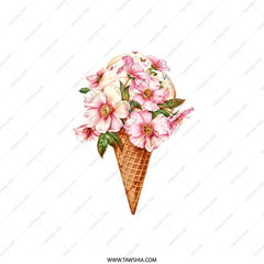 Floral Ice Cream Pillow, Unique Design, Decorative Pillow, Throw Pillow, Home Decor, Accent Pillow, Stylish Pillow, Summer Decor, Art Pillow - Tawshia