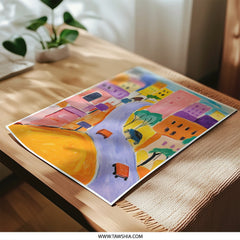 Colorful Cityscape Photographic Print, Abstract Buildings Art, Whimsical City Art Print, Modern Home Decor, Unique Wall Art - Tawshia