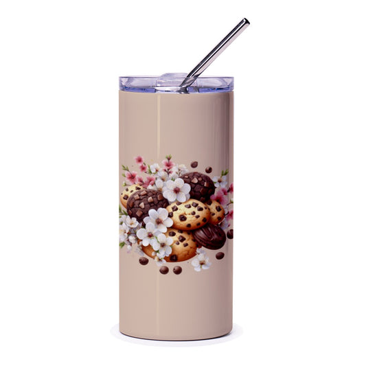 Cookies and Flowers Tumbler, Floral Treats Tumbler, Aesthetic Tumbler, Gift for Cookie Lover, Coffee Tumbler, Cute Tumbler, Travel Tumbler - Tawshia