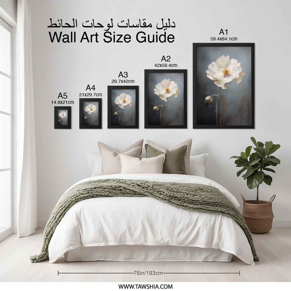 White Poppy Wall Art, Floral Print, Elegant Home Decor, Botanical Art, Flower Painting, Modern Art, Nature Art, Neutral Wall Decor - Tawshia