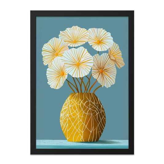 Floral Wall Art, Yellow Vase, White Petals, Minimalist Wall Decor, Modern Art Print, Botanical Illustration, Flower Artwork, Home Decor - Tawshia