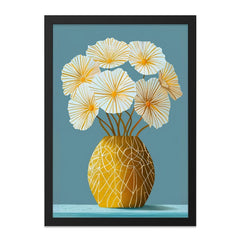 Floral Wall Art, Yellow Vase, White Petals, Minimalist Wall Decor, Modern Art Print, Botanical Illustration, Flower Artwork, Home Decor - Tawshia