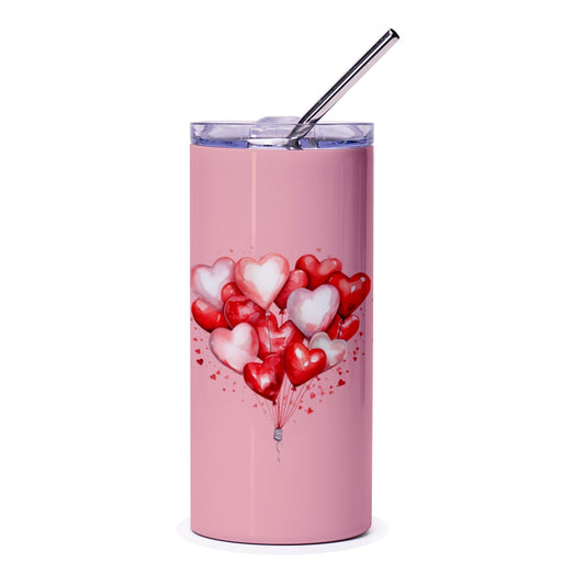 Heart Balloons Tumbler, Love Tumbler, Valentine's Gift, Cute Tumbler, Gift for Her, Heart Balloons, Love Gifts, Heart Tumblers - Tawshia