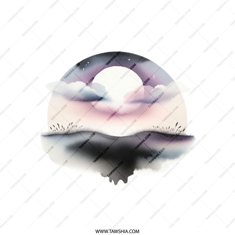 Moonscape Pillow, Watercolor Painting, Night Sky Art, Celestial Design, Dreamy Decor, Home Accent, Soft Cushion, Unique Gift Idea - Tawshia