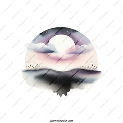 Moonscape Pillow, Watercolor Painting, Night Sky Art, Celestial Design, Dreamy Decor, Home Accent, Soft Cushion, Unique Gift Idea - Tawshia