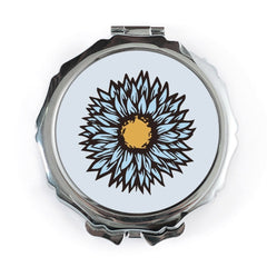 Blue Flower Pocket Mirror, Floral Design Mirror, Cute Compact Mirror, Unique Handbag Mirror, Makeup Mirror, Gift for Her - Tawshia