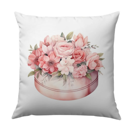 Floral Pillow, Flower Box Pillow, Pink Roses Pillow, Watercolor Flowers Pillow, Home Decor Pillow, Gift Idea Pillow - Tawshia