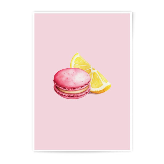 Macaron Photographic Prints, Pink Macaron Art, Lemon Decor, Food Prints, Kitchen Wall Art, Sweet Treat Art, Watercolor Macaron Print - Tawshia