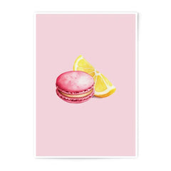 Macaron Photographic Prints, Pink Macaron Art, Lemon Decor, Food Prints, Kitchen Wall Art, Sweet Treat Art, Watercolor Macaron Print - Tawshia