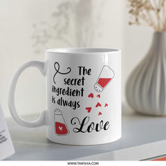 Secret Ingredient Love Mug, Funny Gift, Cooking Mug, Kitchen Decor, Recipe Mug, Foodie Present, Coffee Lover, Gift Idea, White Mug - Tawshia