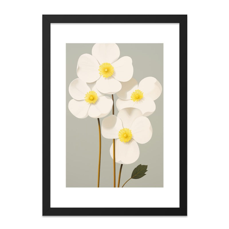 White Anemone Wall Art, Floral Print, Botanical Illustration, Flower Wall Decor, Modern Home Art, Minimalist Wall Art, Gift Idea - Tawshia