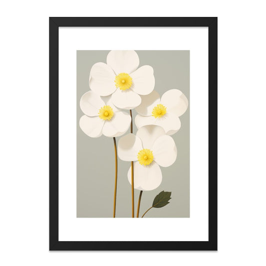White Anemone Wall Art, Floral Print, Botanical Illustration, Flower Wall Decor, Modern Home Art, Minimalist Wall Art, Gift Idea - Tawshia