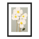 White Anemone Wall Art, Floral Print, Botanical Illustration, Flower Wall Decor, Modern Home Art, Minimalist Wall Art, Gift Idea - Tawshia