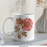 Floral Chrysanthemum Mug, Botanical Mug, Flower Coffee Cup, Nature Lover Gift, Vintage Style Mug, Aesthetic Mug, Unique Tea Cup - Tawshia