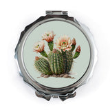 Cactus Flower Pocket Mirror, Floral Compact Mirror, Botanical Gift, Succulent Art Mirror, Pretty Purse Mirror, Nature Lover Gift - Tawshia