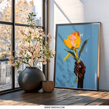 Floral Wall Art, Flower Painting, Hand Holding Flower, Modern Wall Decor, Statement Art Print, Trendy Wall Art, Gift Idea - Tawshia