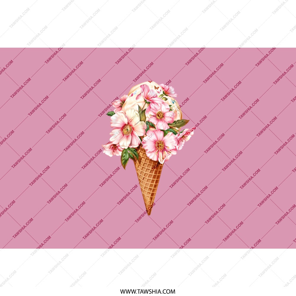Floral Ice Cream Tumbler, Pretty Pink Tumbler, Flower Tumbler, Ice Cream Cone, Cute Tumbler, Gift Idea, Tumbler With Straw, Water Tumbler - Tawshia