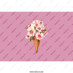 Floral Ice Cream Tumbler, Pretty Pink Tumbler, Flower Tumbler, Ice Cream Cone, Cute Tumbler, Gift Idea, Tumbler With Straw, Water Tumbler - Tawshia