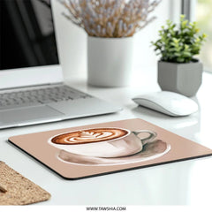 Latte Art Mouse Pad, Coffee Lover Gift, Watercolor Painting, Cute Desk Decor, Espresso Drink, Modern Home Office, Drinkware Inspired - Tawshia