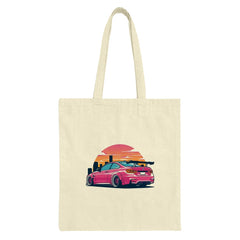 Pink BMW Car Tote Bag, Sunset Design Tote, Automotive Gift Idea, Car Enthusiast Tote, Stylish Everyday Bag, Trendy Shoulder Bag - Tawshia