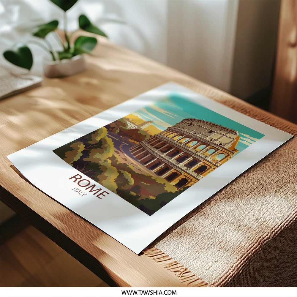 Rome Photographic Print, Italy Travel Art, Colosseum Wall Decor, Italian Architecture Photo, Ancient Landmark Poster, Vacation Souvenir - Tawshia