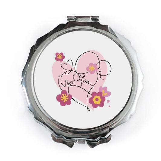 Mother and Baby Pocket Mirror, Floral Design, Compact Mirror, Mom Gift, New Mom Gift, Cute Pocket Mirror, Mothers Day Gift - Tawshia