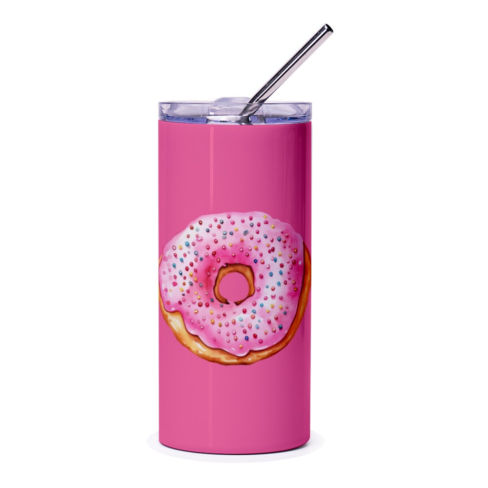 Sprinkled Donut Tumbler, Pink Tumbler, Sweet Treat Gift, Foodie Lover Present, Drinkware, Travel Mug, Cute Tumblers, For Her, For Him - Tawshia