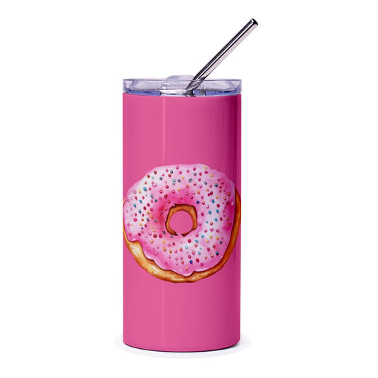 Sprinkled Donut Tumbler, Pink Tumbler, Sweet Treat Gift, Foodie Lover Present, Drinkware, Travel Mug, Cute Tumblers, For Her, For Him - Tawshia