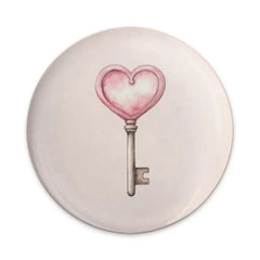 Heart Key Pinback Button, Cute Heart Key Button, Heart Key Design, Watercolor Heart Key, Unique Heart Pin Button, Gift Idea - Tawshia