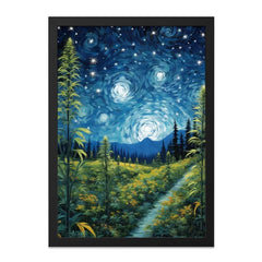 Starry Night Sky Wall Art, Cannabis Field Landscape Art, Impressionist Painting Style Wall Decor, Modern Home Art, Nature Inspired Art - Tawshia