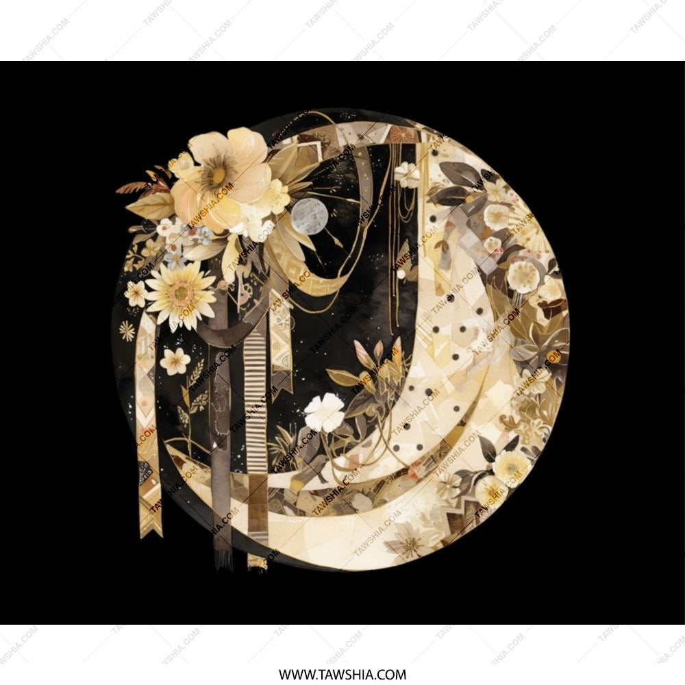 Floral Crescent Moon Mouse Pad, Celestial Art Desk Decor, Boho Office Gift Idea, Crescent Moon Art, Lunar Mousepad, Elegant Mouse Pad - Tawshia