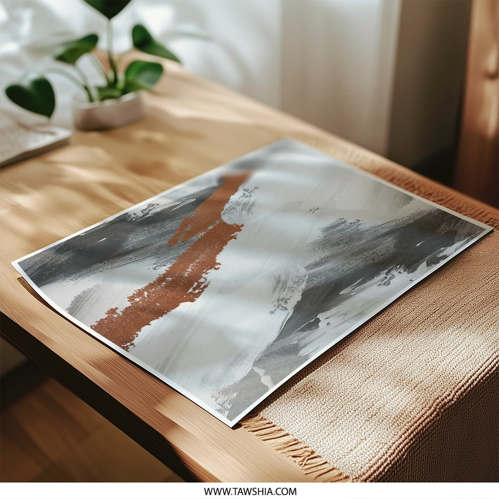 Abstract Art Photographic Print, Brush Stroke Art Print, Gray Brown Wall Art, Modern Art Decor, Contemporary Home Decor Art - Tawshia