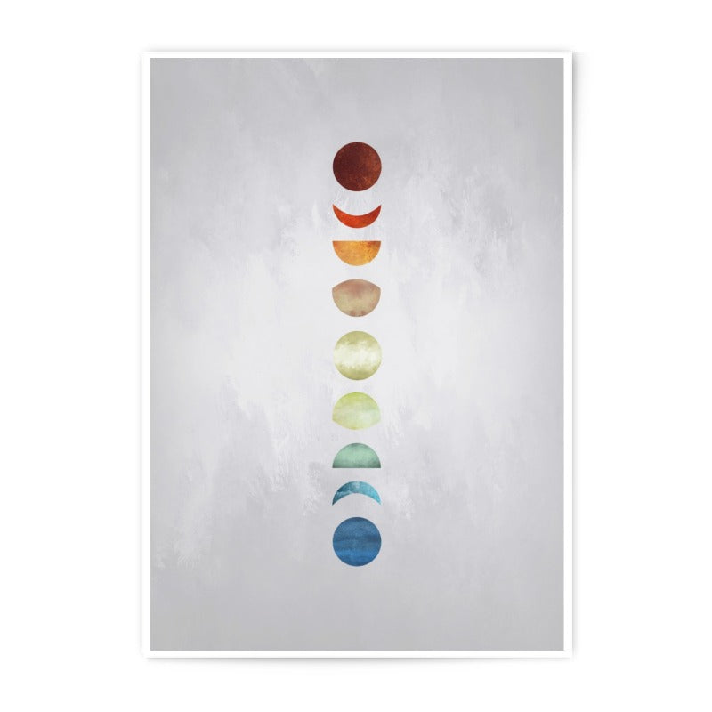 Moon Phases Photographic Print, Celestial Art Print, Astronomy Wall Art, Colorful Lunar Cycle, Space Photography, Galaxy Decor, Moon Print - Tawshia